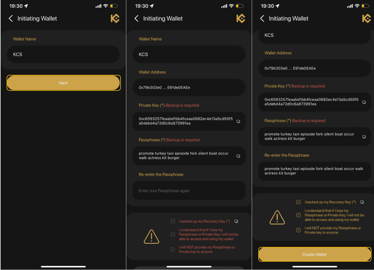 create kcs wallet