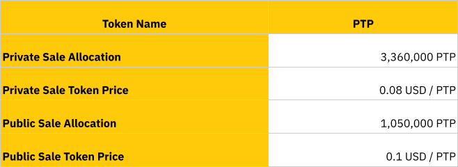 ptp token sale