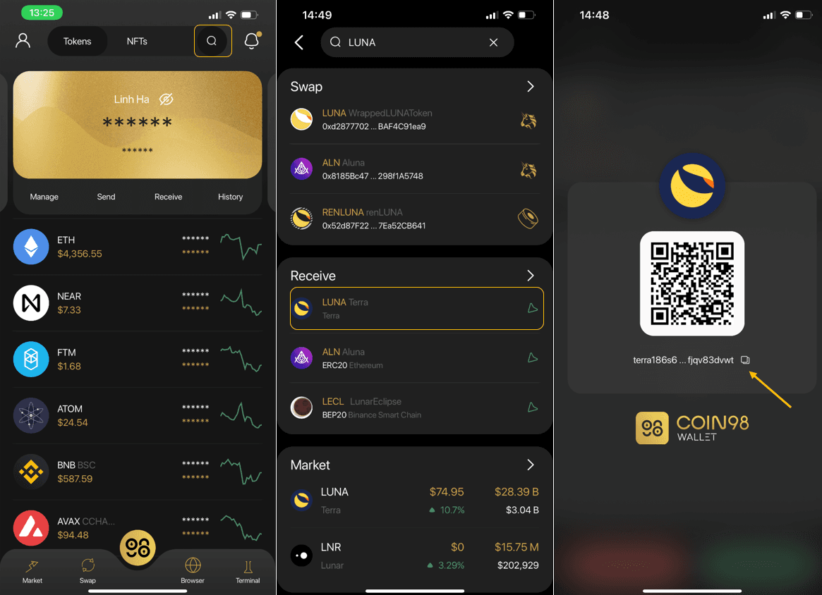 nhận token luna