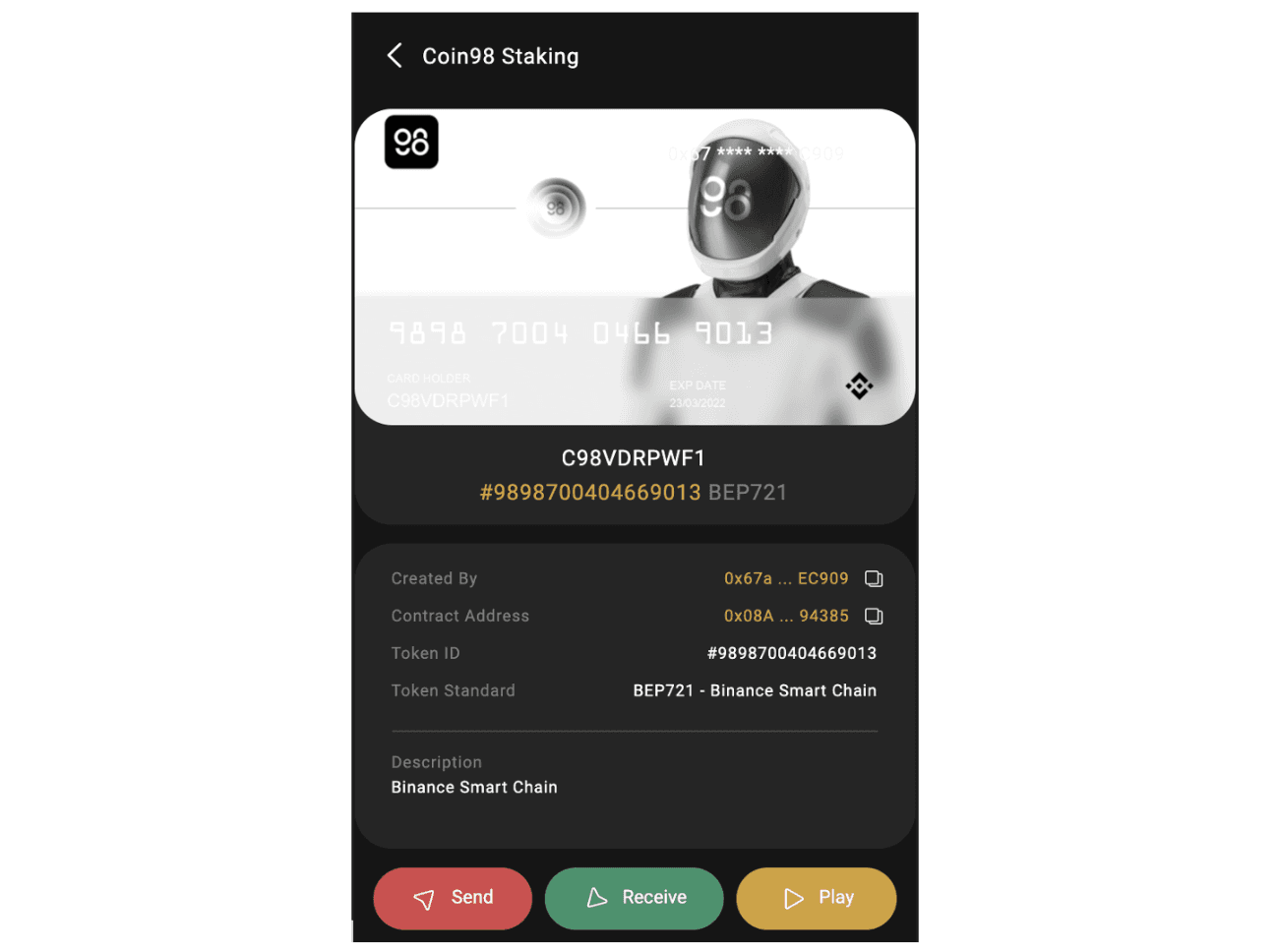 nft coin98 staking card