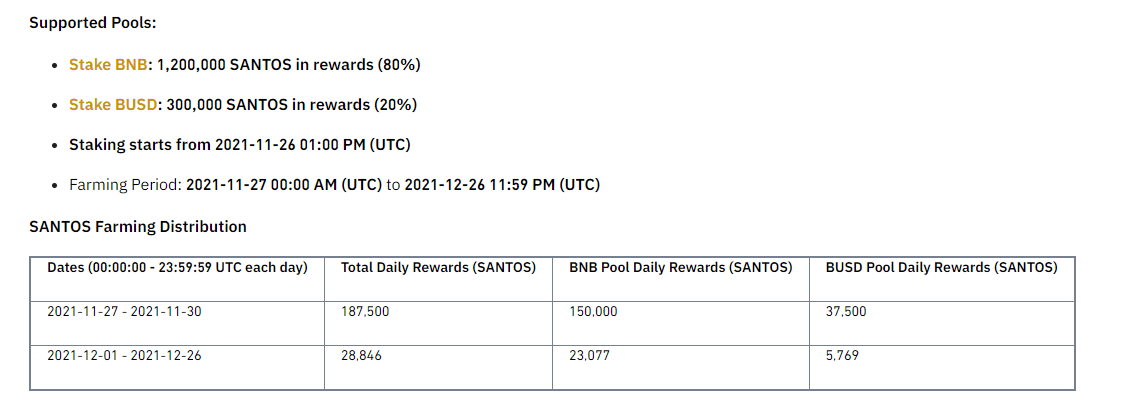 staking and farming santos