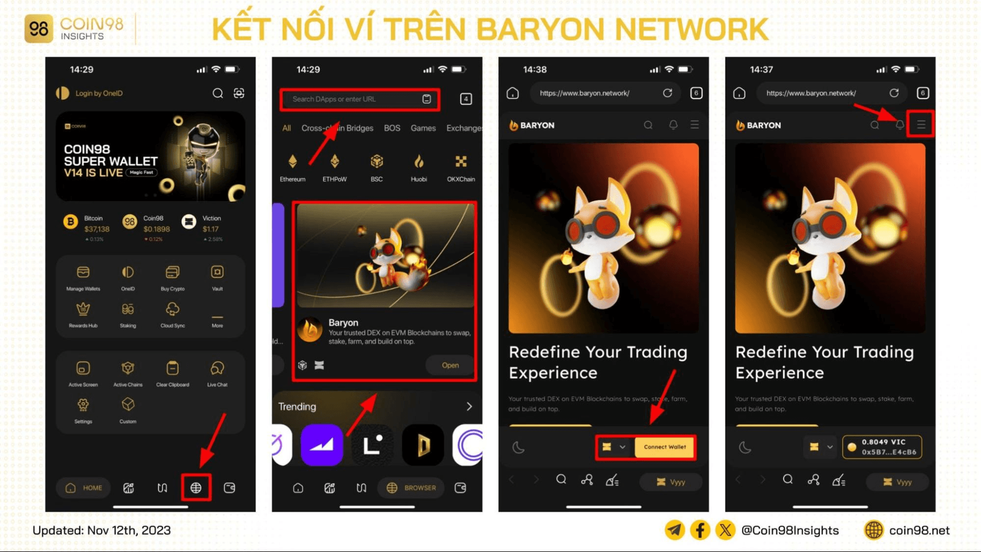 kết nối ví trên baryon network