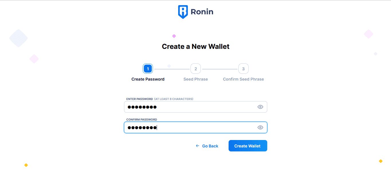 tạo mật khẩu ví ronin