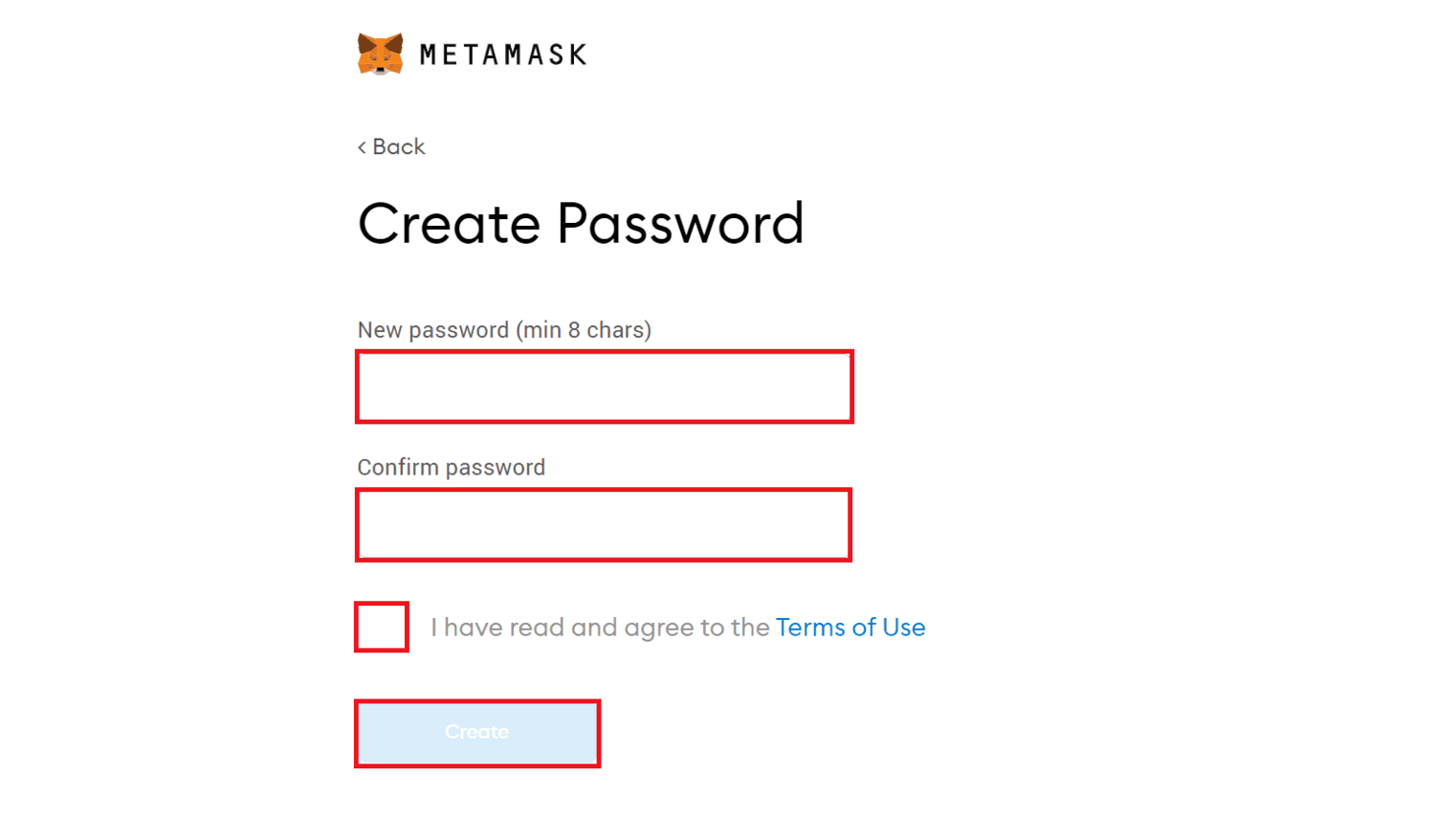 tạo mật khẩu ví metamask