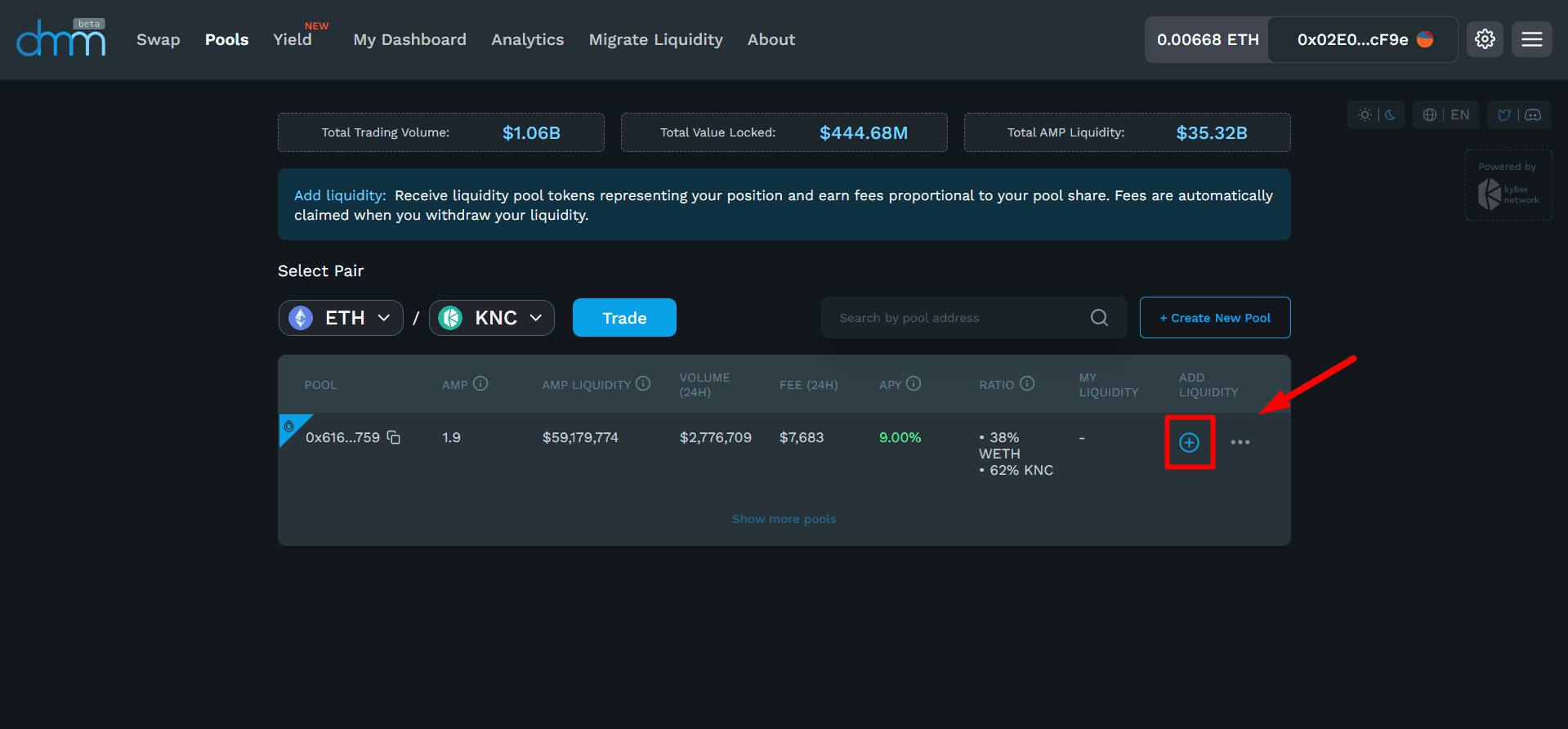 add liquidity in kyberdmm 2