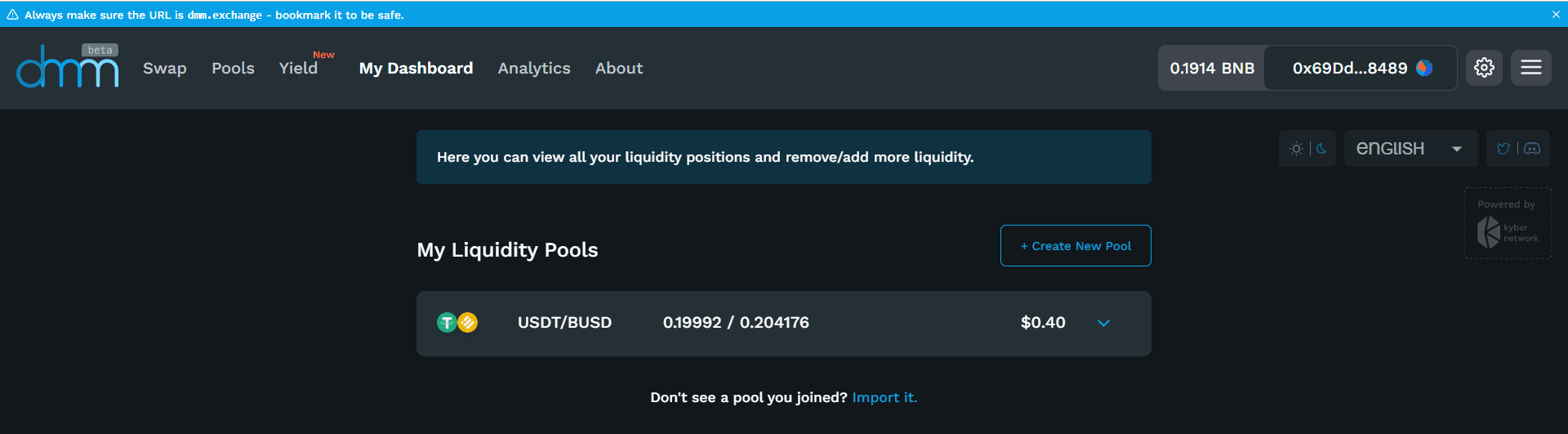 add liquidity kyberdmm 4