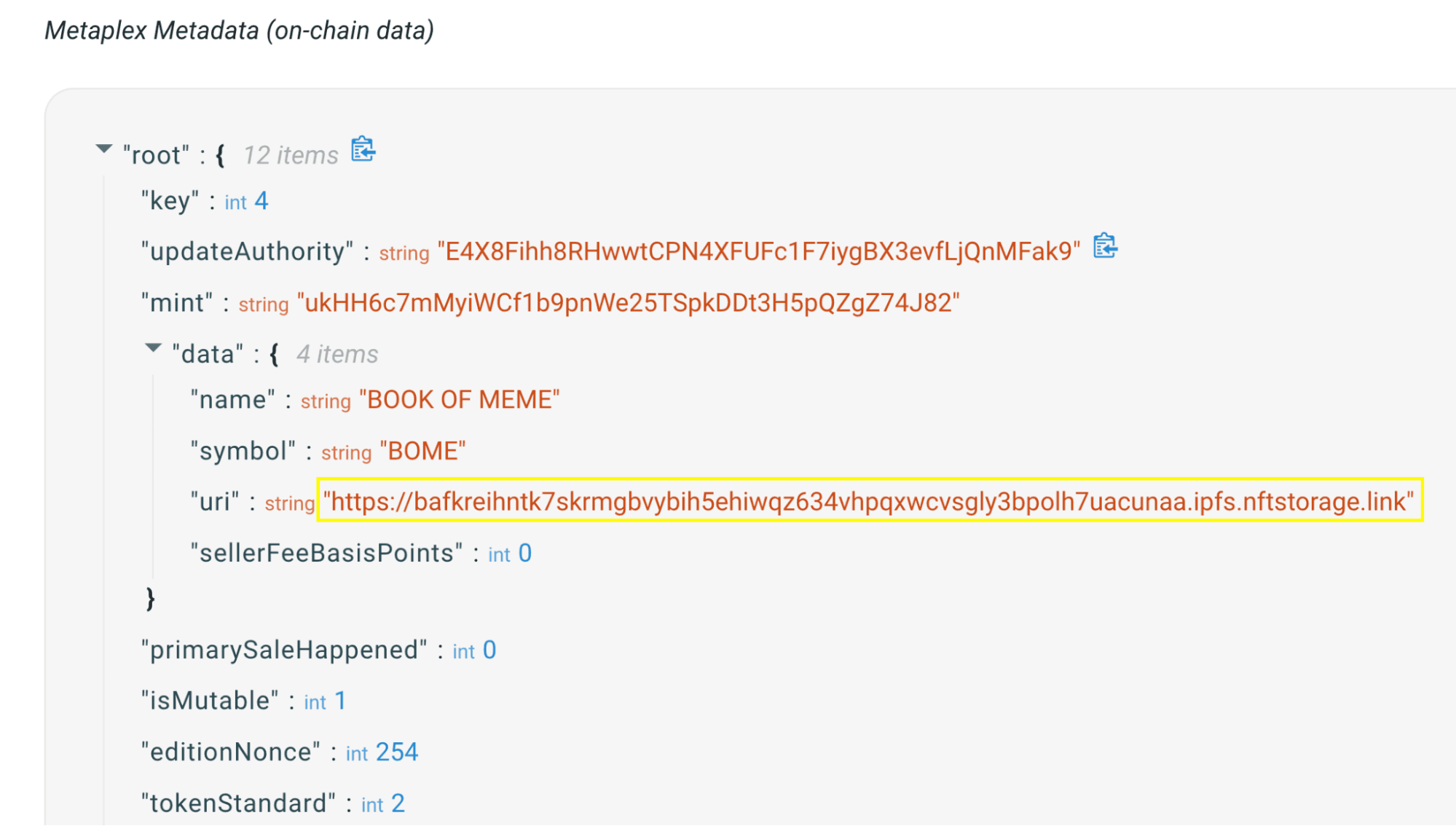 metadata của bome