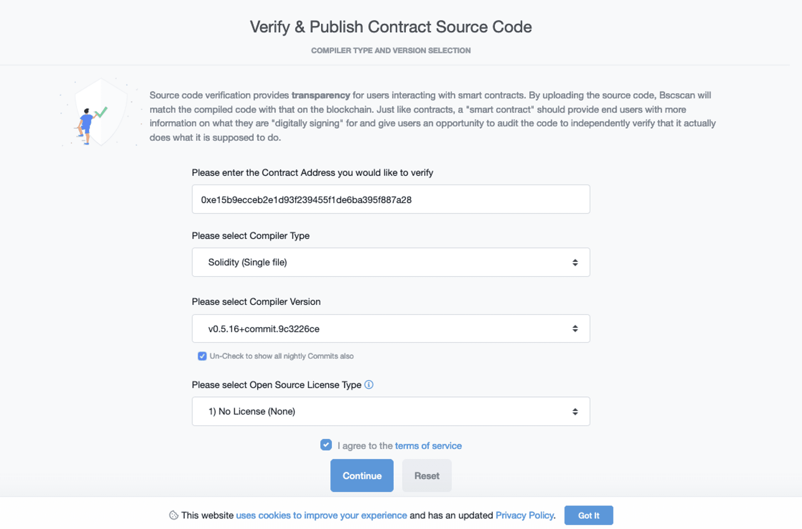 verify publish contracts on bscscan