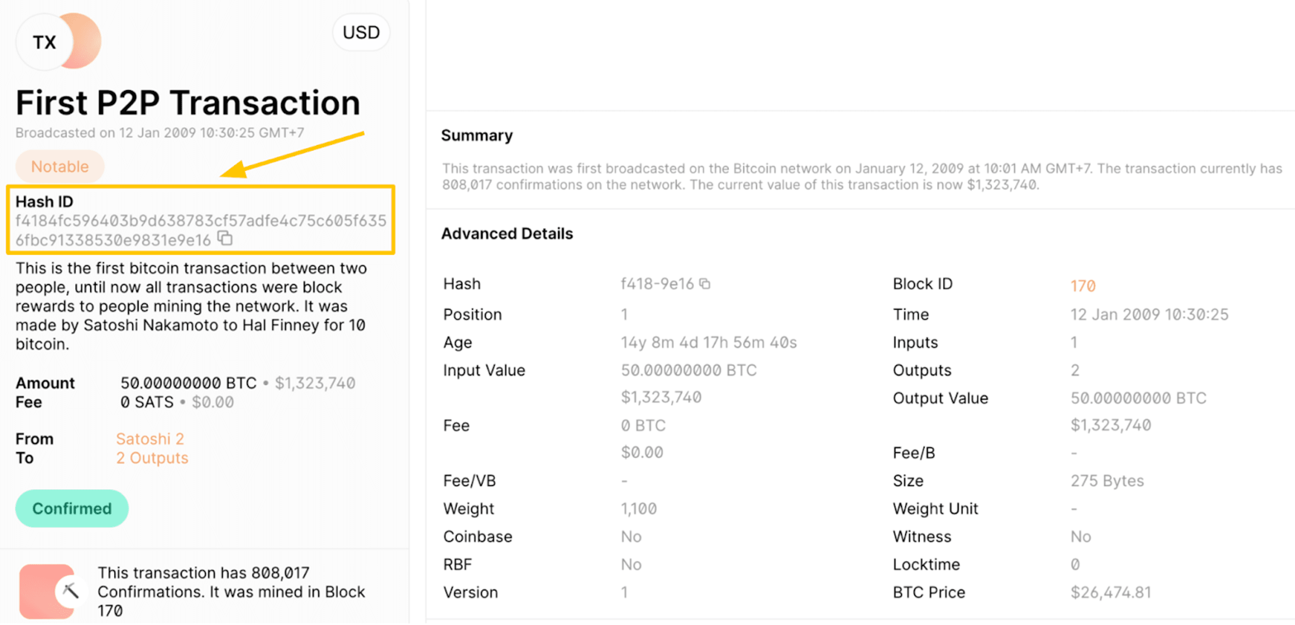 txid of the first bitcoin transaction