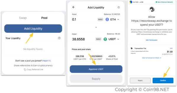 add liquidity mooniswap