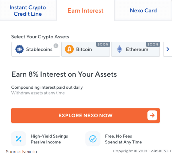 earn interest nexo