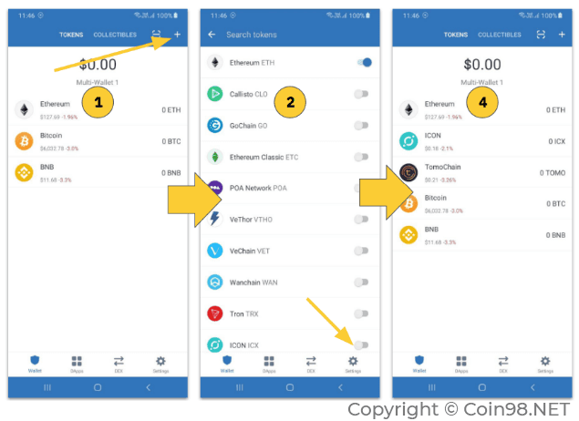 thêm token ví trust wallet